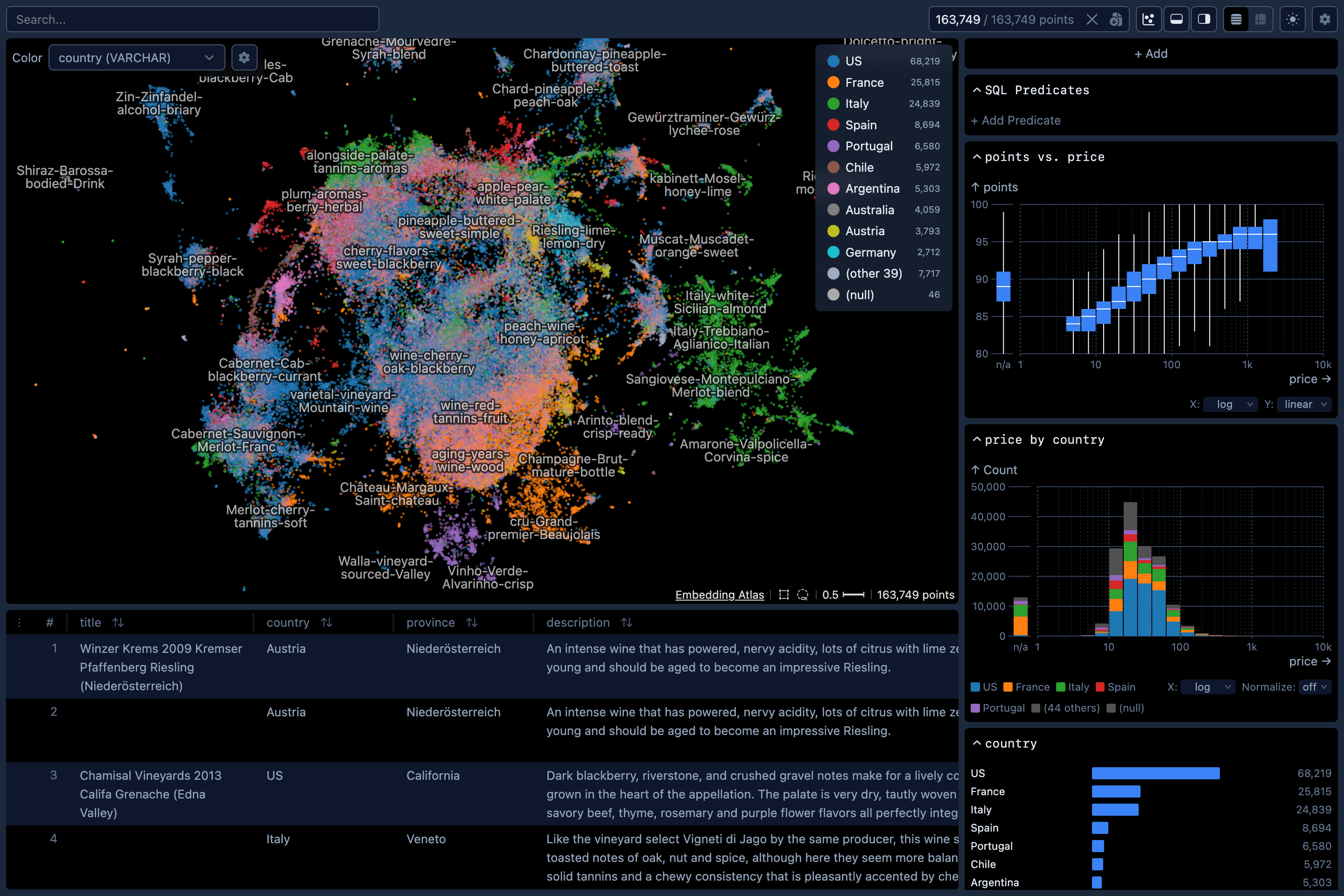 a screenshot of embedding atlas